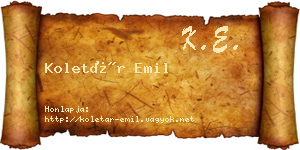 Koletár Emil névjegykártya