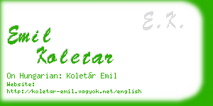 emil koletar business card